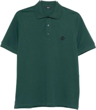 Herno Polo Shirts, male, Green, Size: XL Logo Patch Short Sleeve Polo