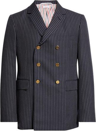 Thom Browne Fit 1 Pinstripe Double Breasted Wool Sport Coat in Navy at Nordstrom, Size 4
