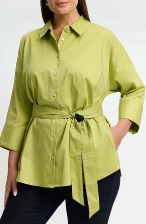 Foxcroft Avery Stretch Button-Up Shirt in Chartreuse at Nordstrom Rack, Size 3X