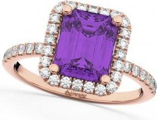 Allurez Lab Amethyst & Diamond Engagement Ring 14k Rose Gold (3.32ct)