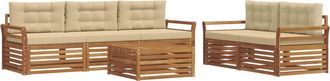 vidaXL Conjunto De Sof&aacute;s De Exterior 6 Uds. Natural Y Beige Vidaxl
