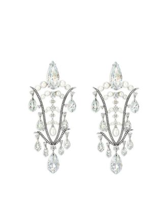 Anabela Chan 14K white gold and rhodium vermeil Supernova sapphire earrings - women - Rhodium Vermeil/14kt White Gold/Freshwater Pearl/Lab-Grown