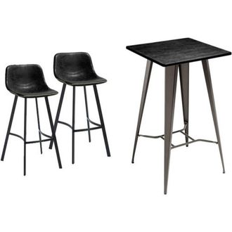 Netfurniture Belmont Bar Stool & Tolix Square Table Package in Black