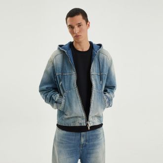 1989 STUDIO Blue denim zip hoodie