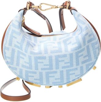 Fendi Fendi Fendigraphy Mini Ff Denim Hobo Bag