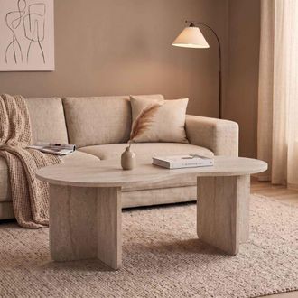 Calicosy Mesa de centro con tapa org&aacute;nica l110 cm - beige