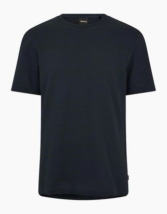 HUGO BOSS Mens Tiburt Bubble Structure Cotton Short Sleeve T-Shirt - Navy - Size: 2X large
