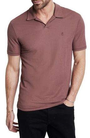 John Varvatos Leroy Johnny Collar Solid Piqu&eacute; Polo in Mauvewood at Nordstrom Rack, Size Xx-Large