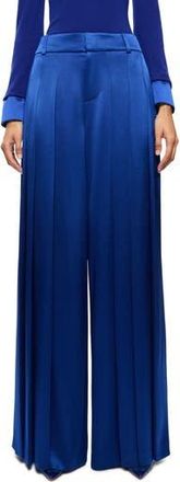 Alice & Olivia Simon Pleated Wide Leg Satin Pants in Royal at Nordstrom Rack, Size 0