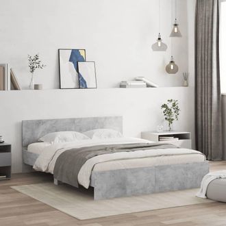 Berkfield Home Bed Frame with Headboard Concrete Grey 140x190 cm