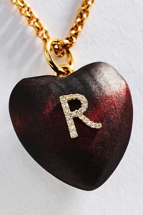 Timeless Pearly Wood Initial Pendant Necklace