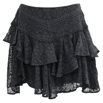 Iro Iro Tale Lace Tiered Mini Skirt in Black Cotton