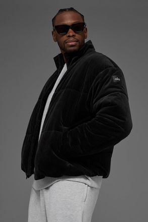 Alo | Corduroy Stage Puffer Jacket in Black, Size: 2XL