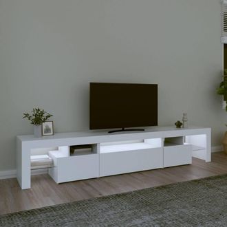 Berkfield Home TV Cabinet with LED Lights White 215x36.5x40 cm