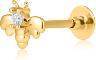 MAX + STONE Solid 14K Gold Single Comfy Flat Back Cartilage Bee Stud Earrings