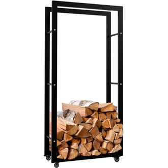 Clp Soporte Para Le&ntilde;a Keri Con Ruedas Negro 25x60x125 Cm