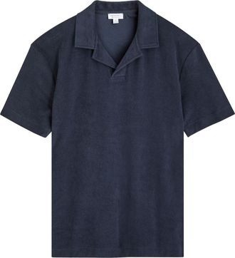 Sunspel Terry Polo Shirt Cotton Polo Shirt - Navy - Xxl