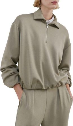 Mango High Neck Balloon Sweatshirt in Khaki Green at Nordstrom, Size Medium