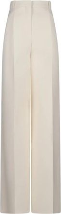 Dior Virgin Wool Broeken - Dames - Wijde Broeken - Beige - S - Wol - Broeken