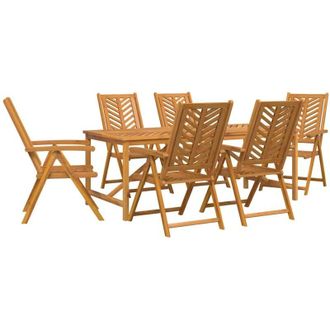 vidaXL Conjunto De Comedor De Jard&iacute;n 7 Pcs Marr&oacute;n 200 X 90 X 74 Cm Vidaxl