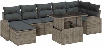 vidaXL Conjunto De Sof&aacute; De Jard&iacute;n 8 Pcs Gris Polirat&aacute;n Vidaxl
