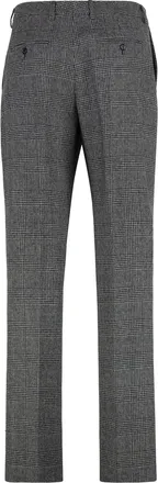 Celine Mens Prince Of Wales Checked Trousers Black Wool