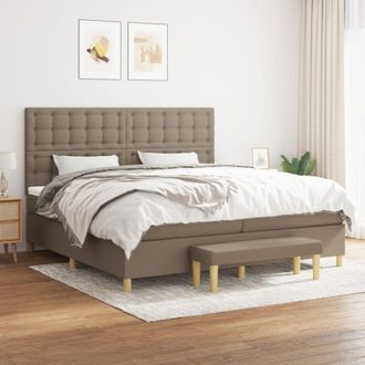 vidaXL Vidaxl - Cama Box Spring Con Colch&oacute;n Tela Gris Taupe 200x200 Cm