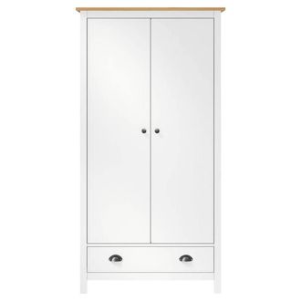Berkfield Home 2-Door Wardrobe Hill White 89x50x170 cm Solid Pine Wood | Size: 89 x 50 x 170 cm