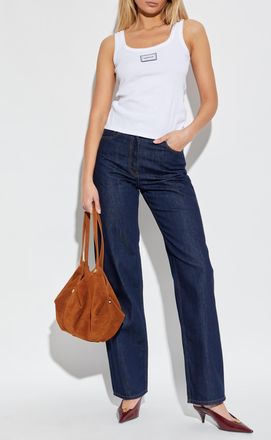 Versace Ribbed Sleeveless Top, Womens, White