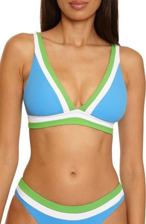 BECCA by Rebecca Virtue Coast Line Triangle Bikini Top in Sky Blue at Nordstrom, Size Medium