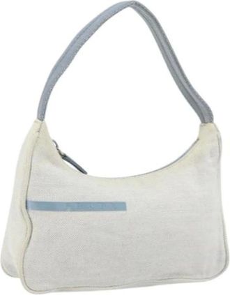 Prada Pre-owned Shoulder Bags, female, Gray, Size: ONE SIZE Pre-owned Vintage Canvas Shoulder Bag