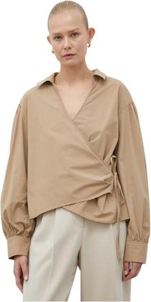 2nd Day Blouse met strikdetail - Dames - Blouses - Beige - M - Nylon - Overhemden