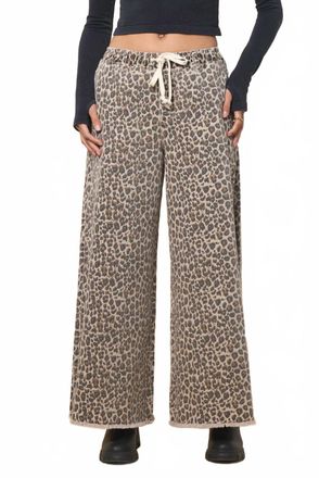 Vintage Havana Stretch Denim Wide Leg Pants In Leopard
