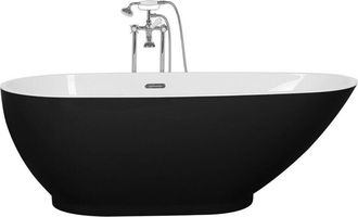 Beliani Beliani - Ba&ntilde;era Independiente De Acr&iacute;lico Sanitario Negro Y Blanco Brillante Individual 173 X 82 Cm Dise&ntilde;o Moderno Ovalado Guiana