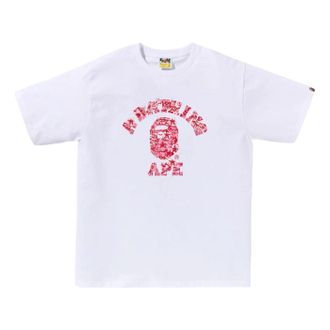 A Bathing Ape Palm Resort Camo College T-Shirt White Pink 0ZXTEM044101QWHT