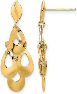 Diamond2Deal 14k Yellow Gold Fancy Chandelier Drop Dangle Earrings