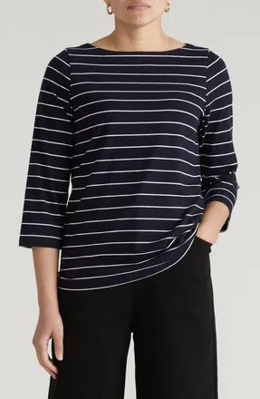 Universal Standard Belle Breton Stripe Top in Navy Blue Pinstripe at Nordstrom, Size Xxx-Large