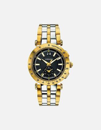 Versace Mens Versace VAH020016 Mens V-RACE Two-Tone Quartz Watch - Black