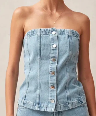 Alohas Troyes Denim Top In Blue