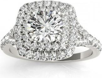 Allurez Square Double Halo Lab Grown Diamond Engagement Ring Platinum (0.62ct)