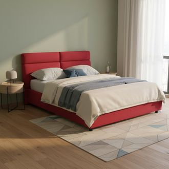 Dmora Cama Matrimonial Alcatron, Desenfundable Con Almacenaje, Hecho En Italia, Tama&ntilde;o Colch&oacute;n 160x190 Cm, Rojo