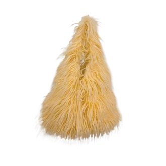 Generic Womens Plush Shoulder Bags Girls Faux Fur Drawstring Bucket Bag Fashion Female Furry Purse Tote Handbags(Yellow)