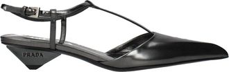 Prada Leren Sandalen - Dames - Pumps - Grijs - 36 1/2 EU - Leer - Schoenen
