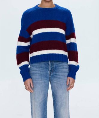Pistola Denim Adina Crewneck Sweater In Azure Claret Stripe