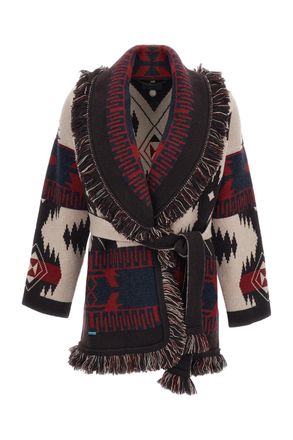 Alanui Double-Jacquard Cashmere Cardigan with Shawl Collar