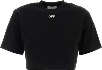 Off-white Black Crew Neck Logo Crop T-Shirt