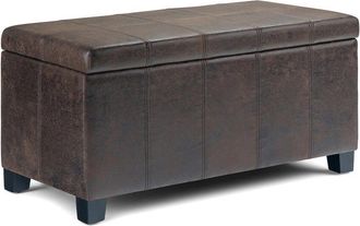 Simpli Home Dover 36in Contemporary Rectangle Storage Ottoman Bench