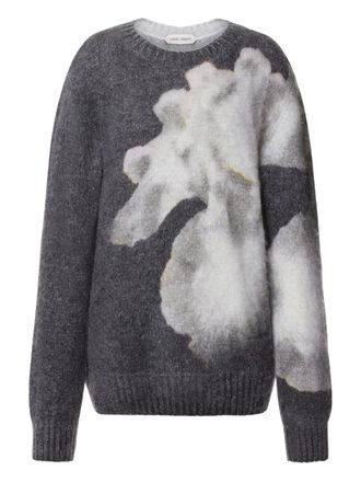 Alberta Ferretti floral-intarsia knit sweater - women - Mohair/Virgin Wool - 42 - Grey