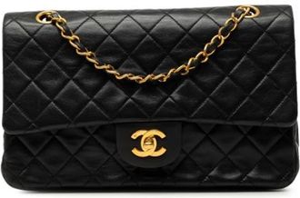 Chanel Pre-owned Vintage Double Flap Shoulder Bag - Dames - Vintage Schoudertas - Zwart - ONE Size - Leer - Vintage