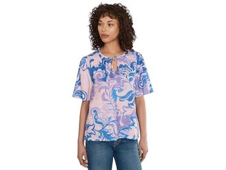 Johnny Was Ruffle Sleeve Field Blouse- Ravena Womens Clothing Ravena : MD, Linen